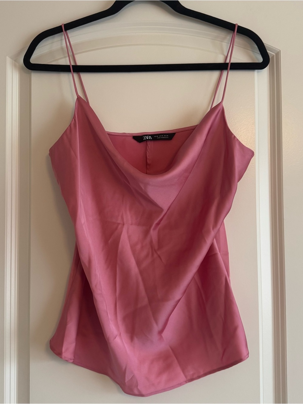 Zara Rose Pink Satin Cowl Neck Camisole
